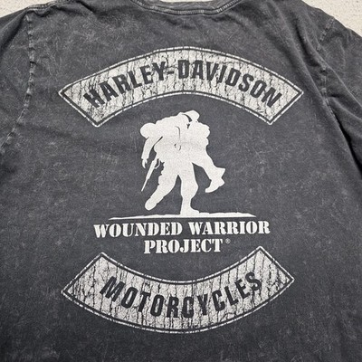 Harley Davidson Motorcycle Wounded Warrior Project T Shirt Large