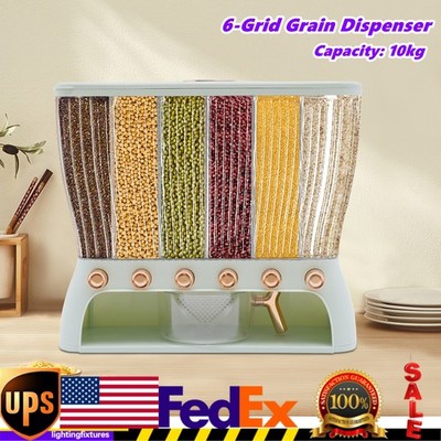 6 Grid Rice Container Bulk Food Storage,Grain Canisters,Dry Food Dispenser
