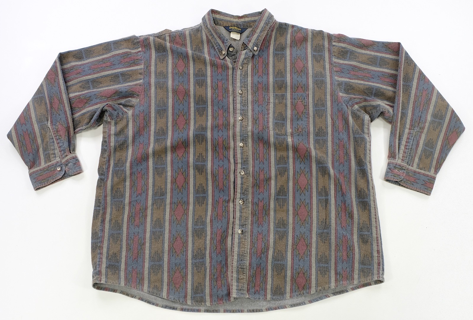 Rare Vintage OSHKOSH B’GOSH Southwestern Aztec Pattern Casual Flannel Shirt 90s
