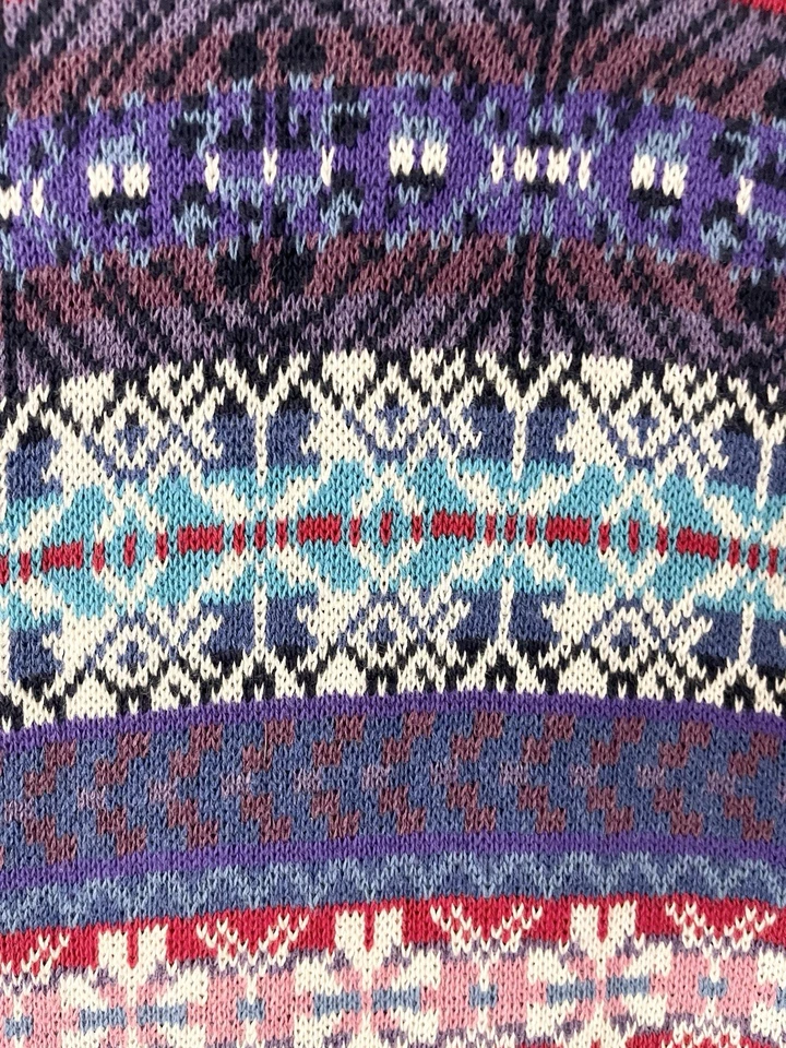 Chaps Sweater Womens XXL Blue Pink Purple Aztec Geometric Fair Isle Crew Neck - Image 4 of 4