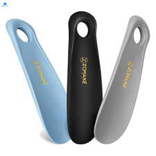 ZOMAKE Plastic Shoe Horn,3pcs Travel Horns Small, 3 Pcs Black/Blue/Grey