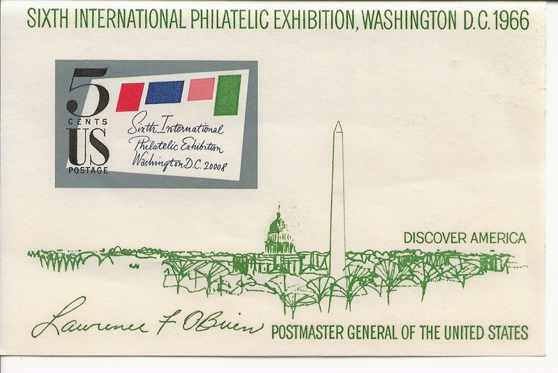 USA STAMPS 1966 INT'L PHILATELIC EXHIBITION WASHINGTON DC SS MNH - MINI SHEET