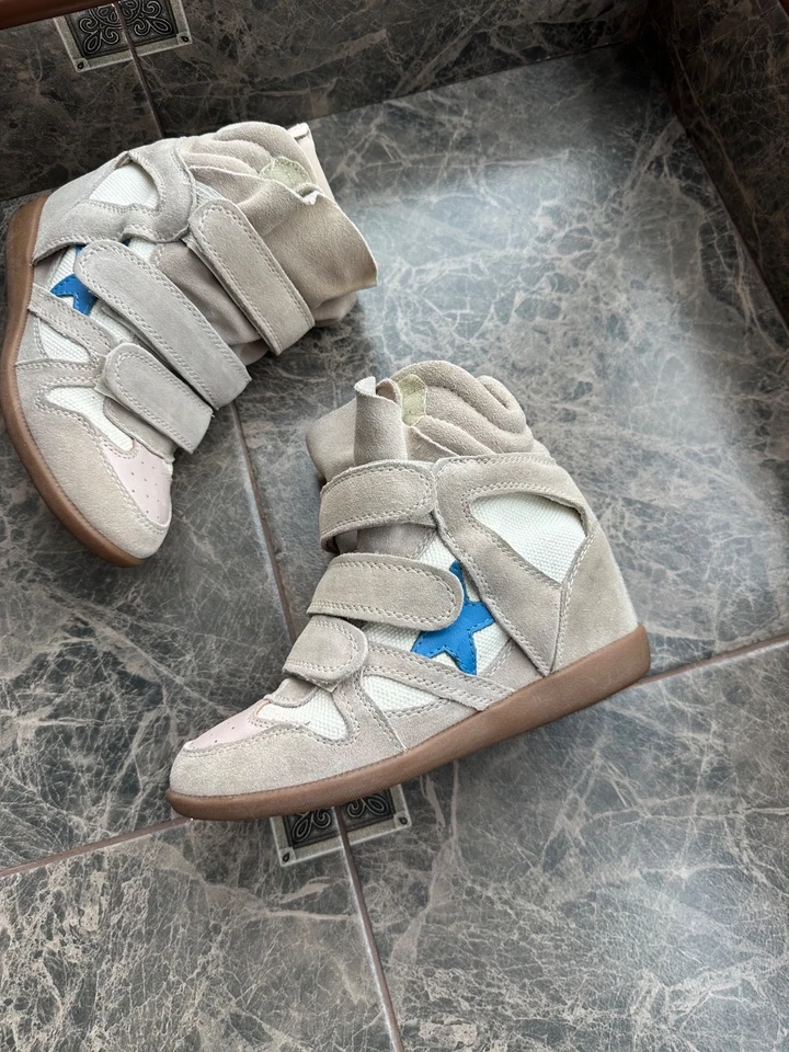 Isabel Marant Bekett Zapatillas Cuña Beige Gamuza Tacón Talla 6 EE. UU. Foto 2 de 4