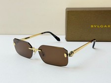 Bvlgari BV40108U Gold Rimless Sunglasses Brown Lens 58-15-140 Sunglasses