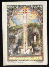 ANTIQUE  HOLY CARD  OF PRAYER OF PRIESTER LOURDES JUBILAE 1935