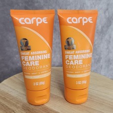 2 Sealed Carpe Sweat Absorbing Feminine Care Deodorant 3 Oz Vanilla Peach NEW