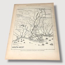 Vtg Illustration 1865 Map of Naval and Military Operations in the Southwest AA