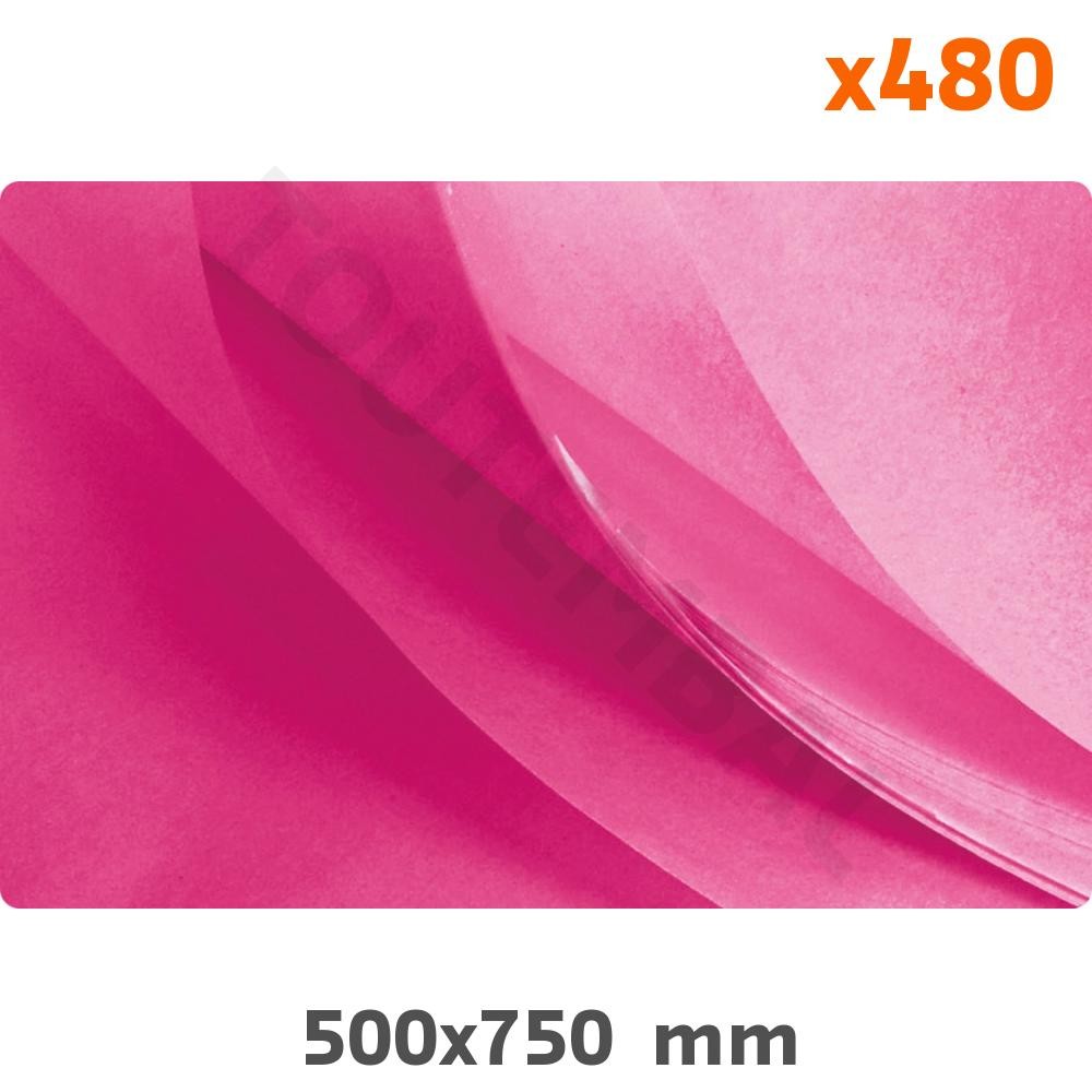 Papier de soie fuchsia 500x750 mm lot de 480 feuilles pour emballage créatif