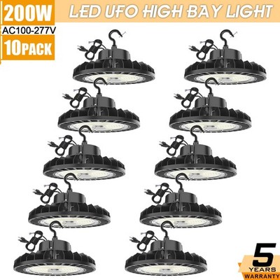 10 Pack UFO Led High Bay Light 200W Industrial Commercial Factory Led Shop Lamp
