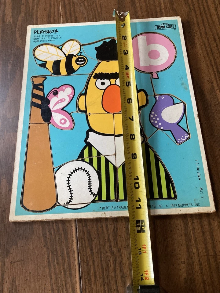 Vtg 70s Play school 11pc B Puzzle Sesame Street “B” Bert Bee Bat Ball Bird - Image 2 of 4