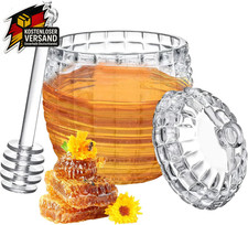 Honiglöffel Set aus Glas und Holz für Honig und Sirup - langlebig, tropffrei