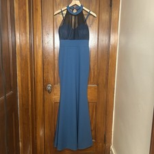Deck NWT Formal Evening Dress Women XL Blue Long Lace Bodice Prom Bridesmaid
