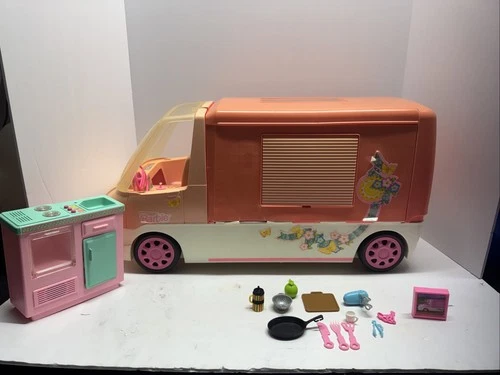 Vintage Mattel 1996 Barbie Motorhome Maxi-Van RV Camper With Accessories