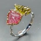 Expensive carving Natural Tourmaline Ring 925 Sterling Silver Size 6.5 /R469907