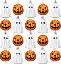 20Pcs Halloween Tree Ornaments Silver Ghost Gold Pumpkin Lanterns Plastic Mini