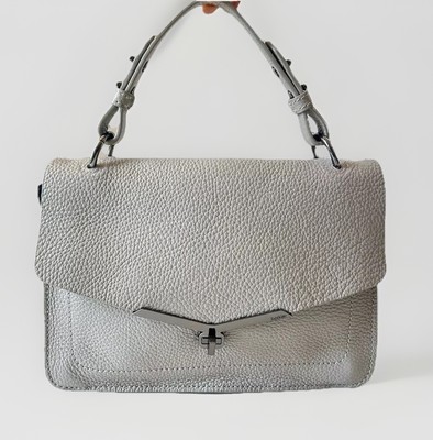 Botkier Valentina Flap Grey Leather Handbag Purse Bag *Missing Shoulder Strap