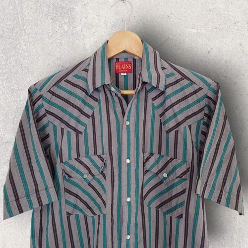Vintage Ely Plains Western Perlen Druckknopf gestreiftes Herrenhemd, klein - Bild 2 von 4