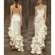 Fashion Ruched Evening Dresses V-Neck Backless A-Line Special Formal Party Gown