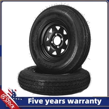 Set of 2 Trailer Tires on Rim 5.30-12 5.30x12 530-12 Trailer Tires 4 Lug on 4" 