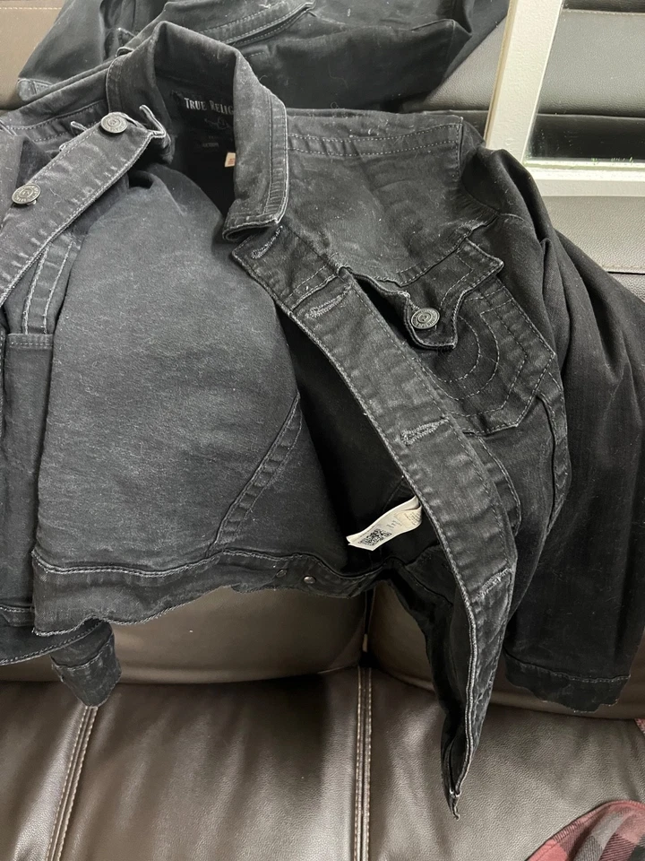 Chaqueta de camionero True Religion New World Tour negra mediana con botones para hombre Foto 4 de 4