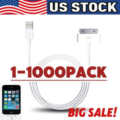 30 Pin USB Data Sync Cable Charger for Lot iPhone 4 4G 4S iPod Nano iPad 1/2/3