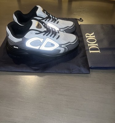 Dior B30 Men's Low Top Lace-Up Athletic Sneakers Mesh Gray/Black/White