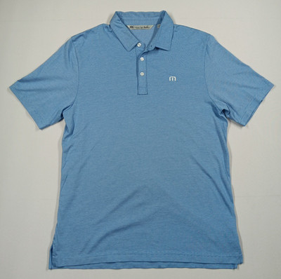 Travis Mathew Mens Polo Shirt Size Medium Blue Short Sleeves Collared