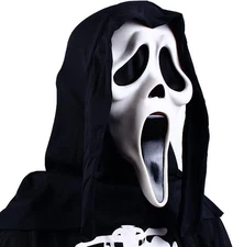 White Ghost Mask Scary Horror Halloween Costume Accessory for Party or Cosplay