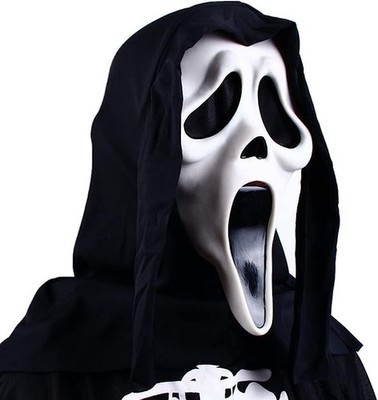 Ghost Mask White Scary Face Halloween Costume Prop for Adults Cosplay Party