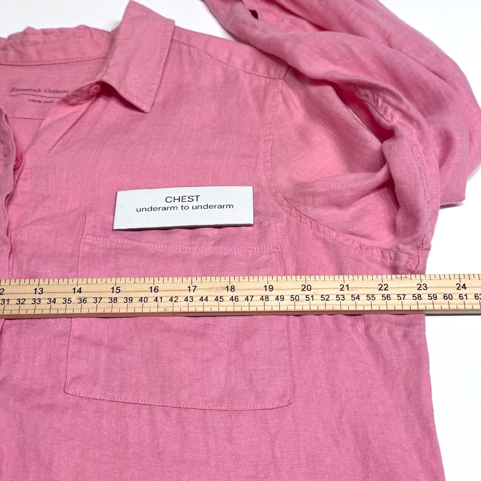 Marks & Spencer 100% Linen Top Sz XL UK 16 Long Sleeve Button Up Shirt ...