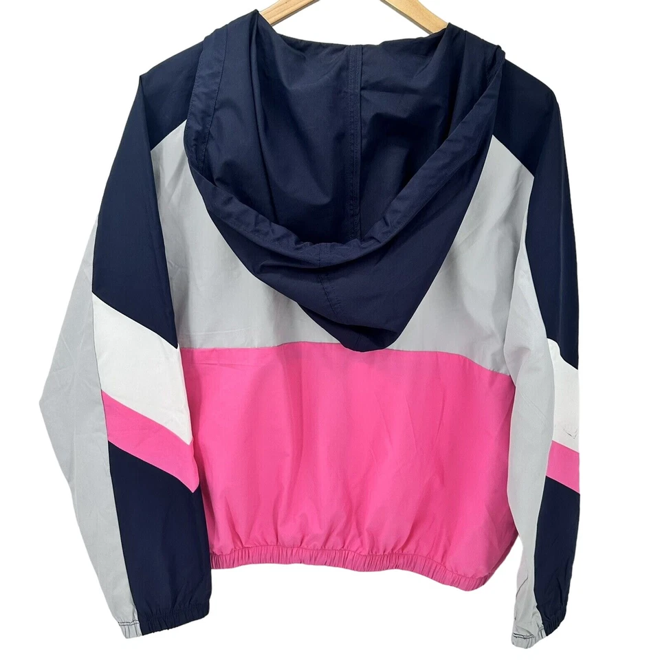 Chaqueta cortavientos Betsey Johnson para mujer grande cortavientos ligera gris rosa azul Foto 3 de 4