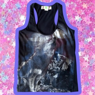 STELLA MCCARTNEY WOLF TANK TOP Sz 6 Chloe 2000s 80s Beatles 90s Shirt Whimsygoth