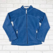 REI Girls Blue Full Zip Fleece Jacket Mock Neck Size Medium 10-12 Pockets