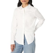 UP DRESS - AMAZON ESSENTIALS WOMEN'S REGULAR FIT STRETCH POPLIN BUTTON