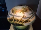 Antique Jeannette Tropical Reverse Painted  Lamp Shade   Handel  Tiffany Era