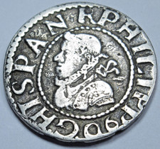 1612 Spanish Barcelona Silver 1/2 Reales VF-XF Genuine 1600's Colonial Cob Coin