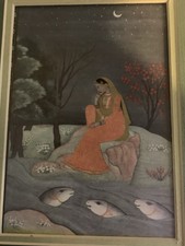 Hindu vintage postcard good condition damaged frame Ragini Hamir 1800s  