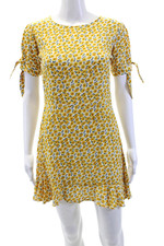 Faithfull The Brand Women's Short Sleeves Fitted Floral Mini Dress Size XS