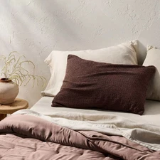 Standard Textured Waffle Pillow Sham Dark Fig - Casaluna