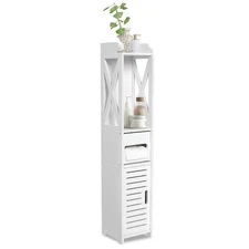 Bathroom Storage Cabinet, Toilet Furniture Cabinet with Doors and Shelves Mul...
