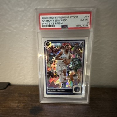 Panini 2023-24 NBA Hoops Premium Stock /25 Anthony Edwards #87 White Ice PSA 8