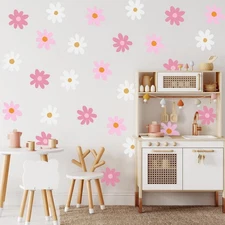 BBTO Daisy Wall Decal Flower Vinyl Wall Floral Decals Peel and Stick Daisy St...