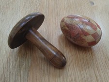 Vintage  Wooden Sewing Darning Mushroom And Egg.