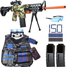 Toy Gun Automatic Sniper Rifle -3 Modes Toy Foam Blasters W/ Tactical Vest Bipod