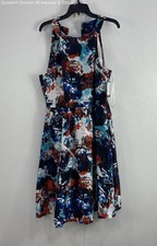 NWT Nine West Women's Blue Red Tie Dye Print Sleeveless Dress Size 12