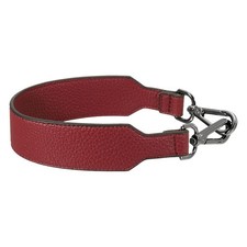 16 Inch Leather Purse Strap, Pebbled Pattern with Black Buckle, Dark Red
