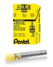 Pentel Super Hi-Polymer Lead Refill, 0.9mm Thick, B, 180 Pieces of Lead 50-9-