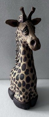 NEW Handcrafted Ceramic Giraffe Bank-Tan & Brown 10  High X 2 3/4  Wide