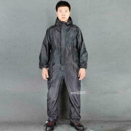 Unisex Waterproof One-piece Work Hooded Coveralls Overall Jumpsuit Boilersuit Bj - Picture 18 of 27