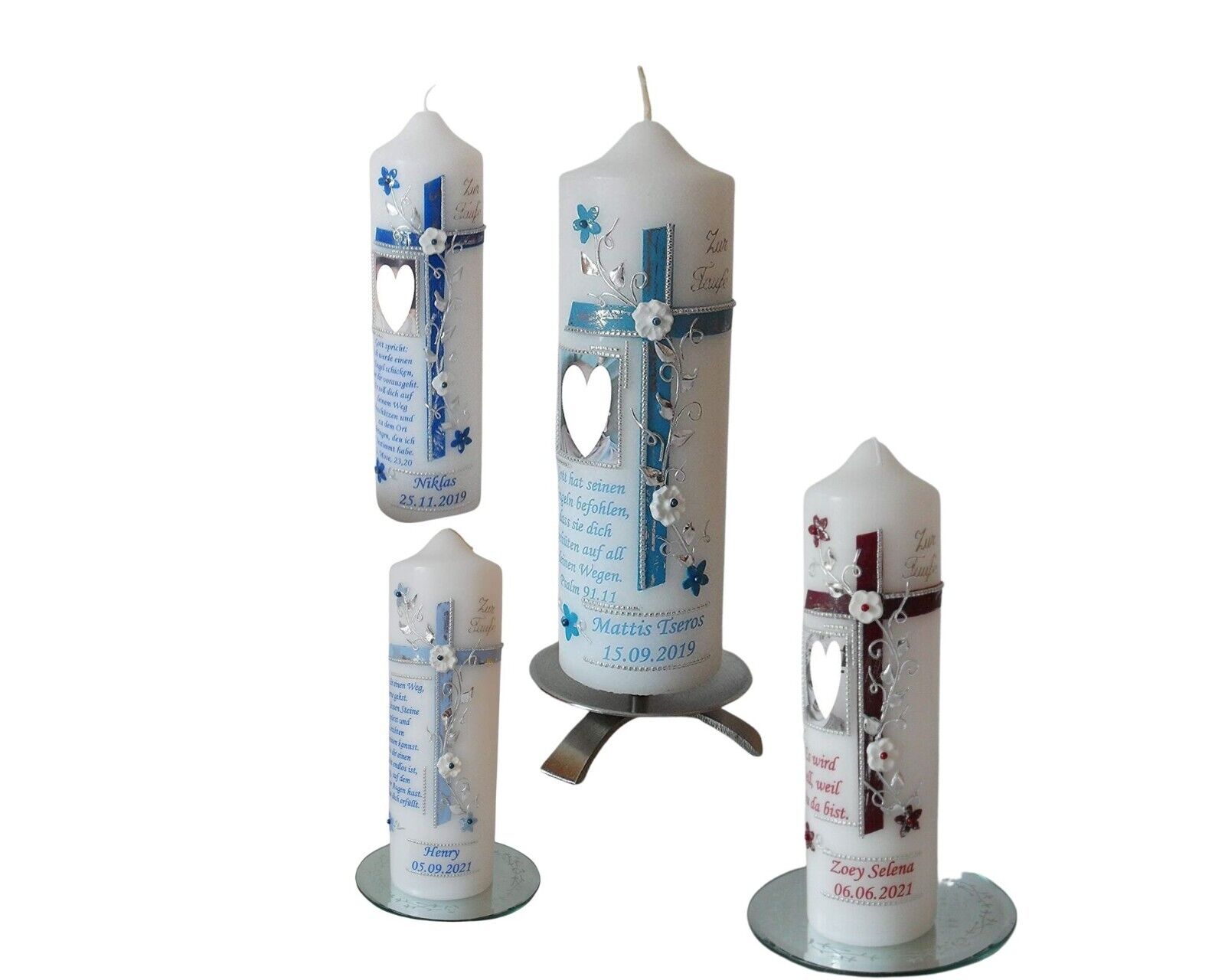 Taufkerze/Kommunionkerze Konfirmationskerze (+ Foto,Spruch,Kreuz) Mädchen,Junge